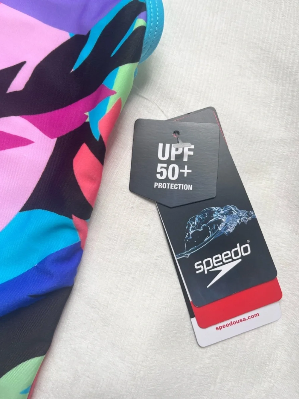 Speedo kids Neon Leaf Print swim Tankini Top NWT Multicolor 10